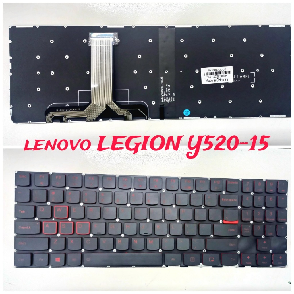 Keyboard Lenovo Legion Y520 Y530 Y720 Red Font Backlight