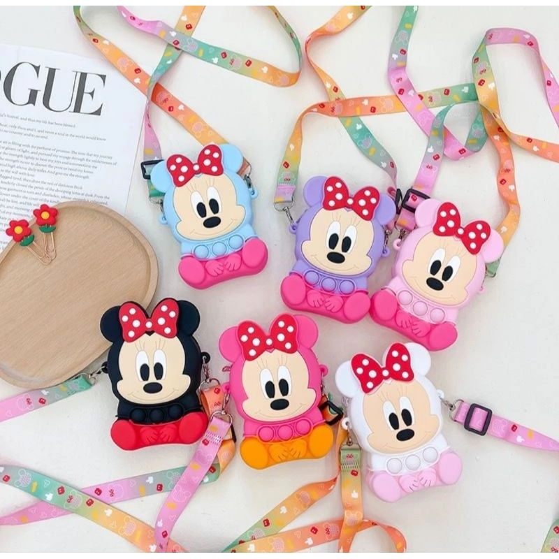 TAS SELEMPANG MINI JELLY ANAK MINIE MOUSE / TAS SELEMPANG JELLY POP IT KARAKTER MINIE MOUS