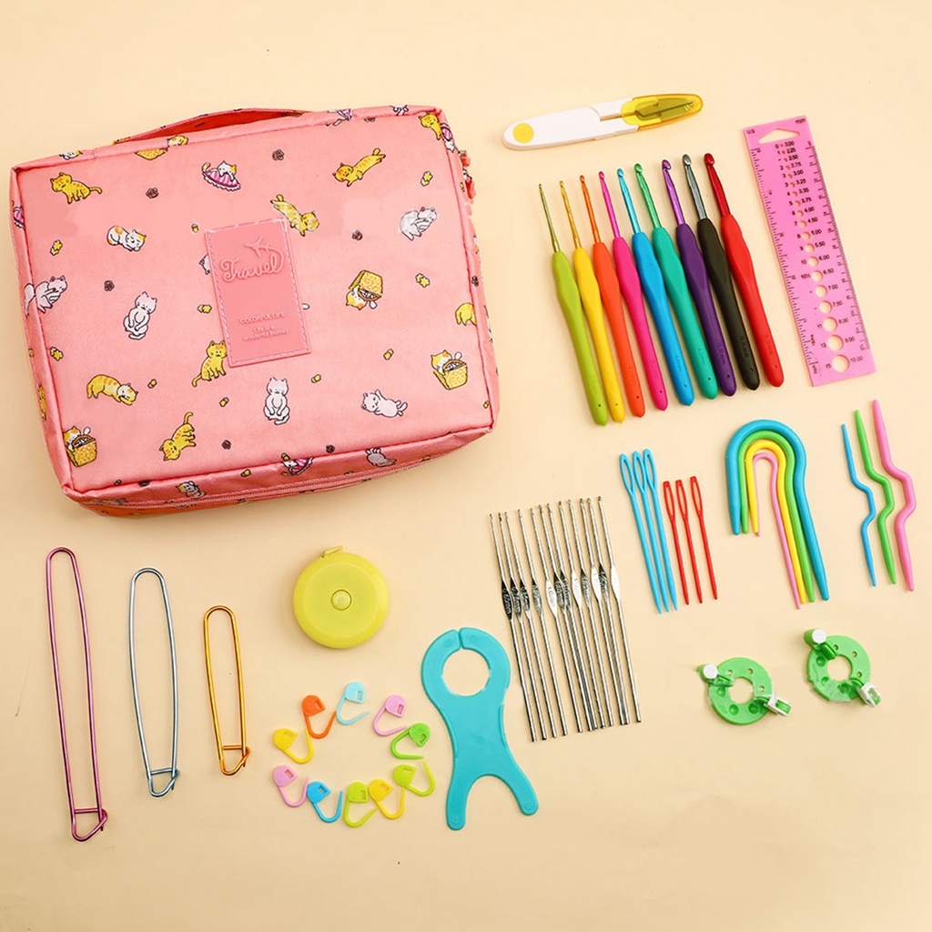 58 Buah Alat Rajut Set Lengkap Pemula Portabel Paket Rajut Untuk Pemula Lengkap Rajut Kit Set Pemula