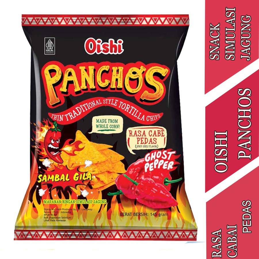 

Rasa Ghost Pepper - Oishi Panchos - Snack Tortilla Chips Corn - 145gr