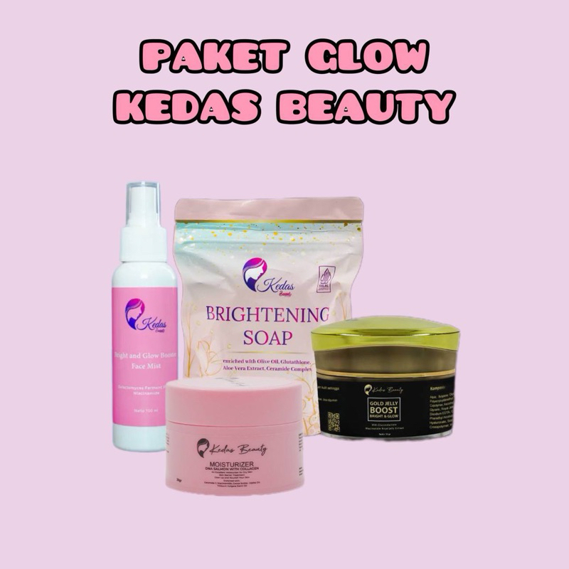 Paket Glowing Kedas Beauty  isi 4in1 Original   Sabun,Goldjelly,Body Serum,Original,Kedas Beauty Ori