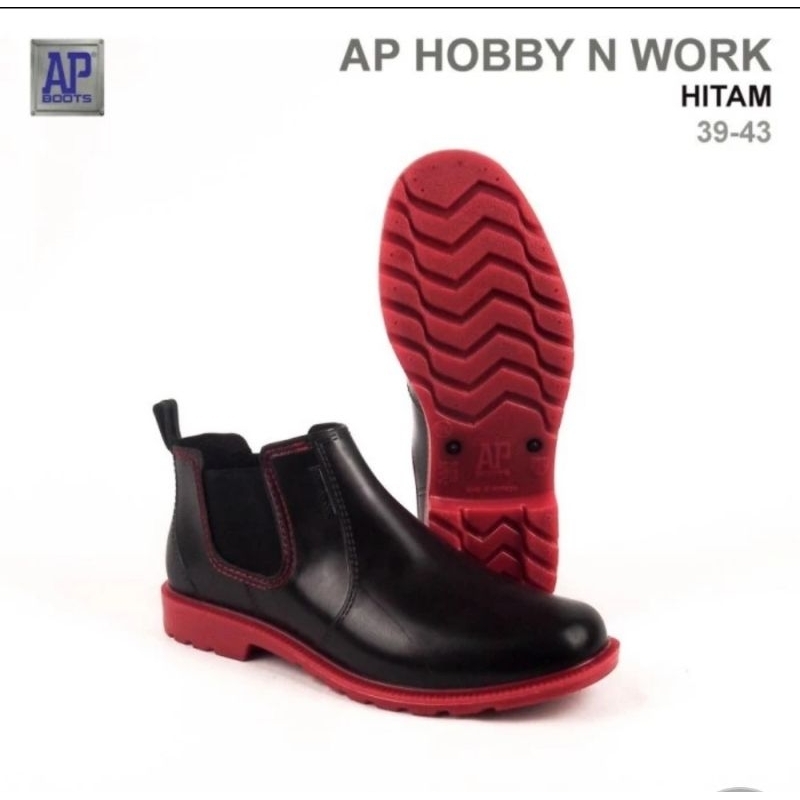 Sepatu Boot Ap Boot Hobby Work Hitam/Sepatu Ap Boot Work Hobby/ Sepatu Safety Ap Boot