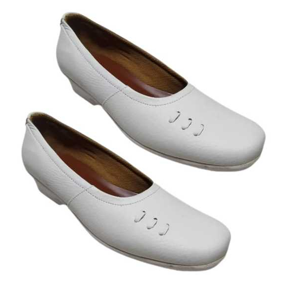 Sepatu Pantofel Wanita Putih Nyaman Elegan /Sepatu Pantopel Kerja Perawat,Bidan Anti Slip Kulit Asli