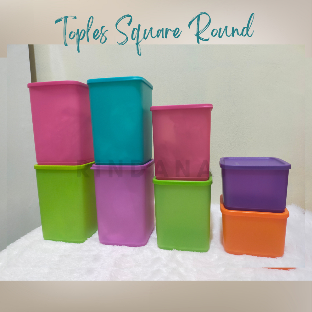 Toples Square Round tupperware/Toples makanan/Wadah makanan mini Tupperware mewah dan ori