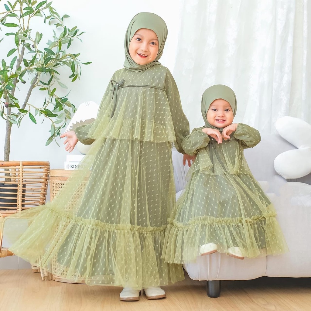 Princess Dress Kids Modern Kekinian Matt Syakila Mix Tile Dot Premium Gamis Anak Perempuan M L XL Fa
