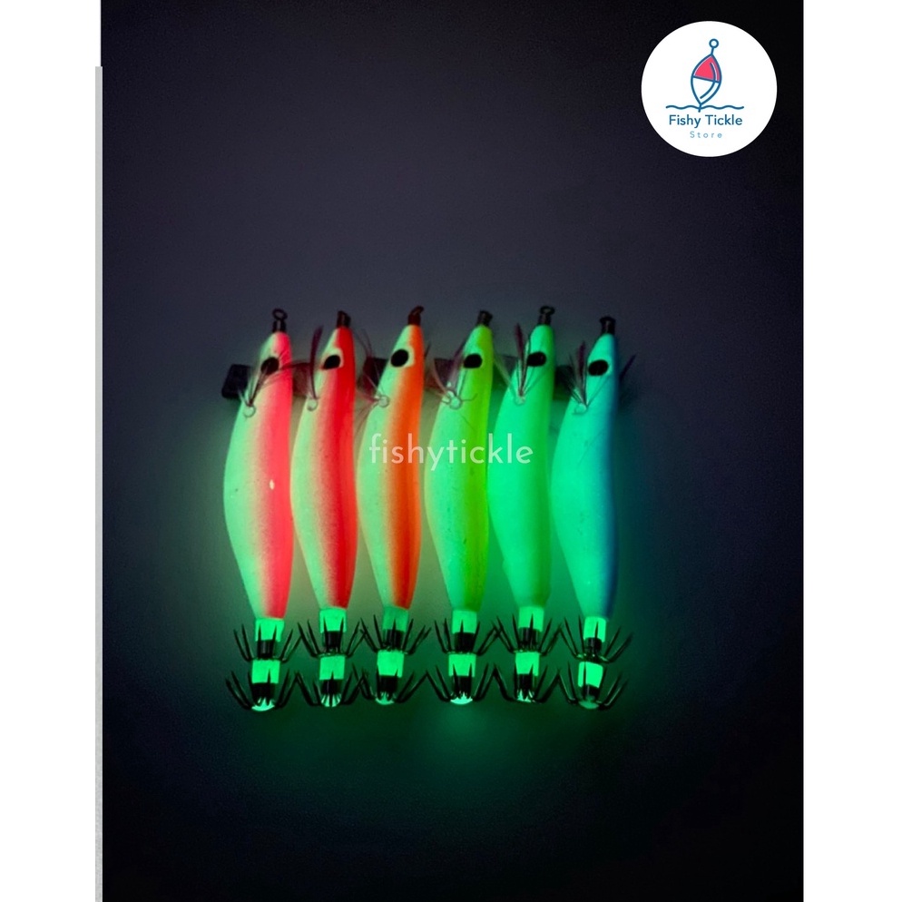 GROSIR MURAH Umpan Pancing Cumi Model Udang Body Full Fosfor Glow In The Dark Squid Jigging 2  HARGA