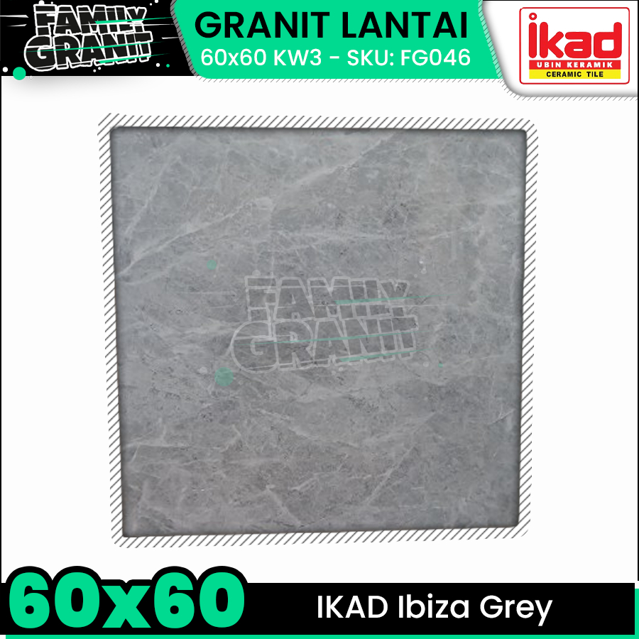 Granit Lantai 60x60 IKAD Ibiza Grey Motif Marmer Abu abu Glossy