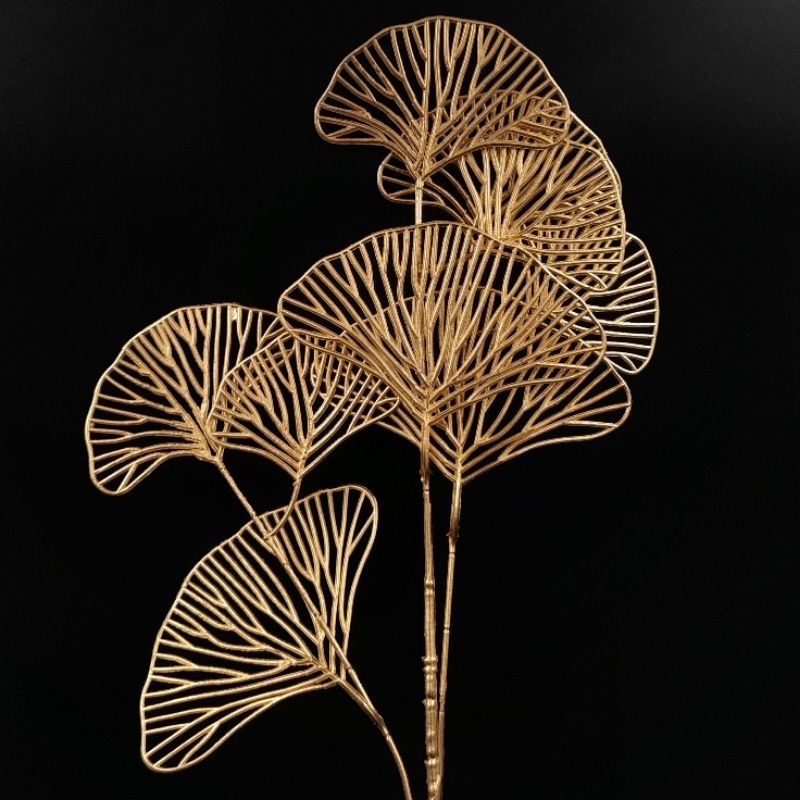 ARTIFICIAL FLOWER DAUN KIPAS GINGKGO GOLD