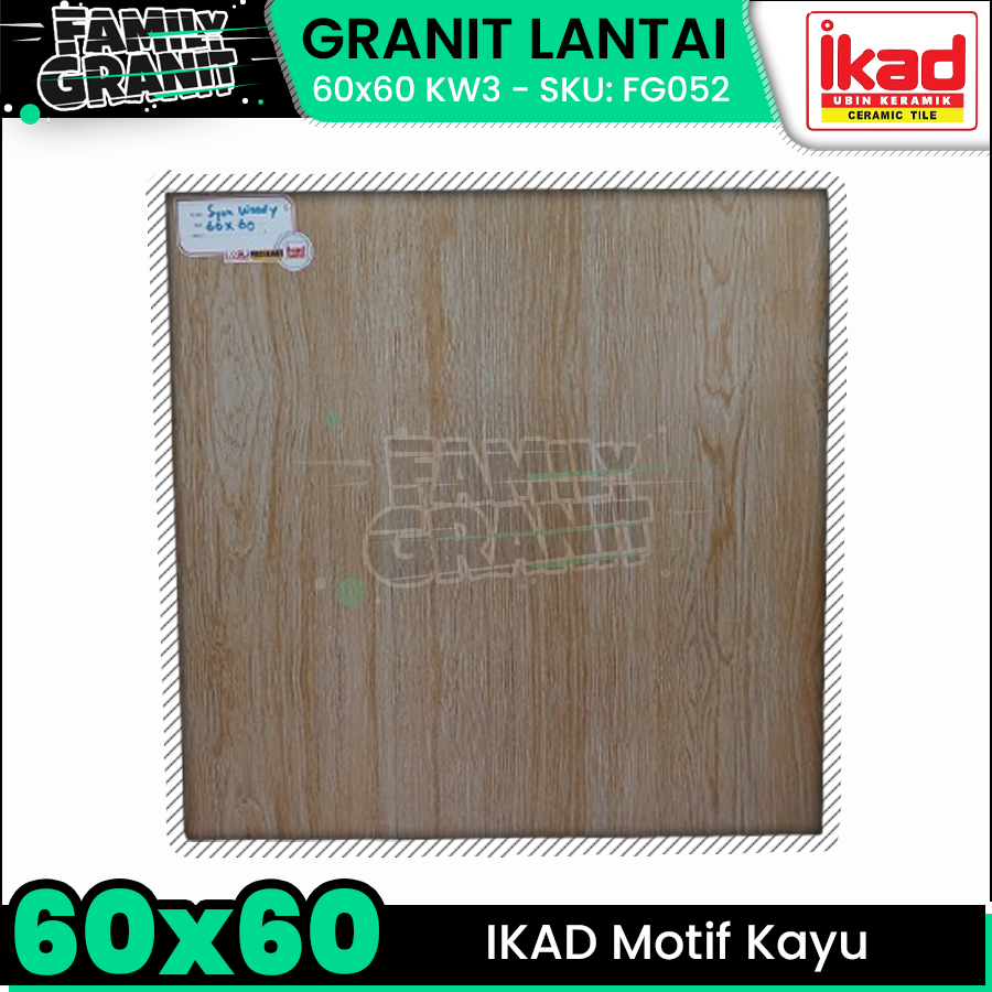 Granit Motif Kayu 60x60 IKAD Syon Woody Kasar Lantai Teras / Garasi / Carport