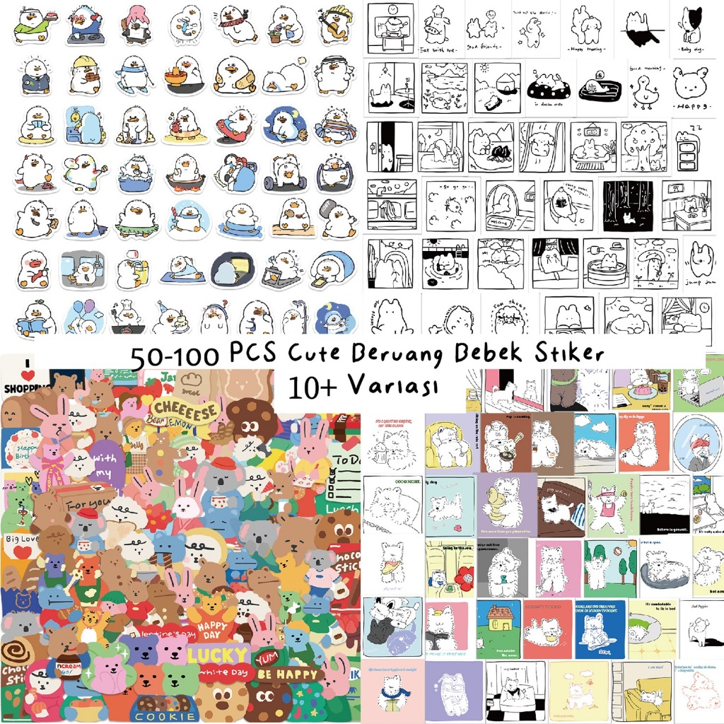 

[Nokai Space ] 50-100 Pcs Stiker Lucu Korea Beruang Kartun Tahan Air / Stiker Waterproof Laptop HP Koper Skateboard Jurnal Scrapbook