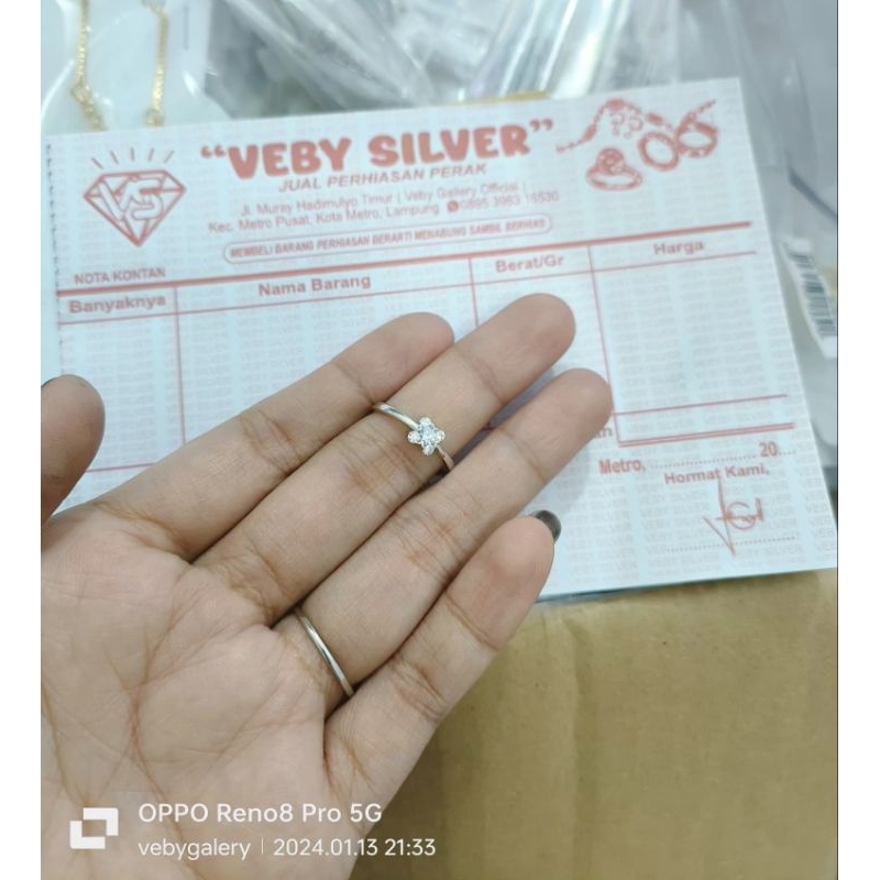 cincin fleksibel perak asli 925 awet berat 1½ gram