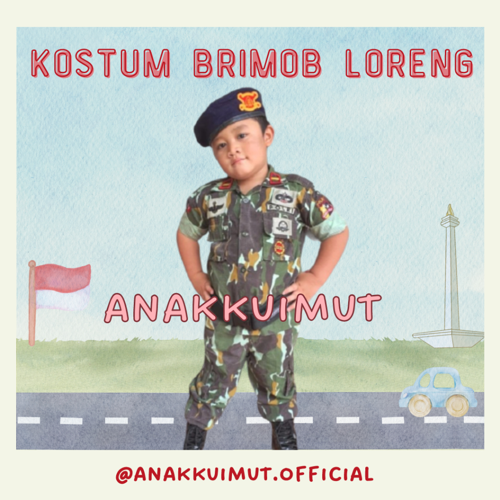 [ANAKKUIMUT] KOSTUM BRIMOB LORENG ANAK - BAJU PDL BRIMOB LORENG ANAK - SERAGAM BRIMOB MOTIF LORENG A