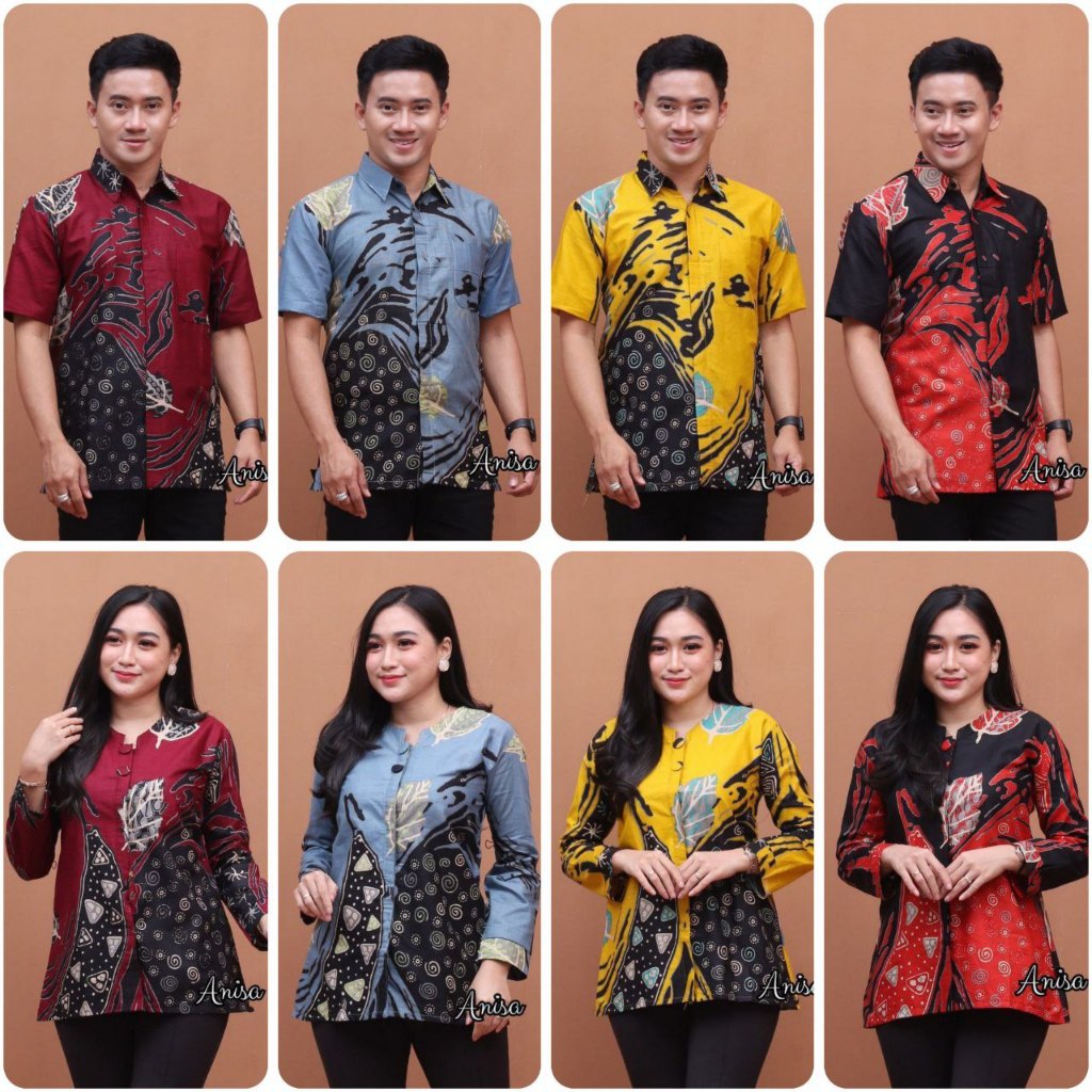 New Couple BajuBatik Modern KatunPremium Variasi Kancing Motif Model Terbaru CV011