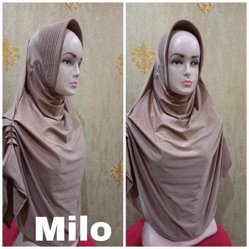 Jilbab Milo gb rempel warna coklat