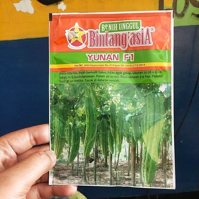

Benih Paria Pare Yunan F1 Isi Benih 10 Gram (50-60 Butir) Expayed 2025 (Terbaru Panjang)/Cap Bintang Asia/Tahan Simpan/100% Ori Kemasan Pabrik
