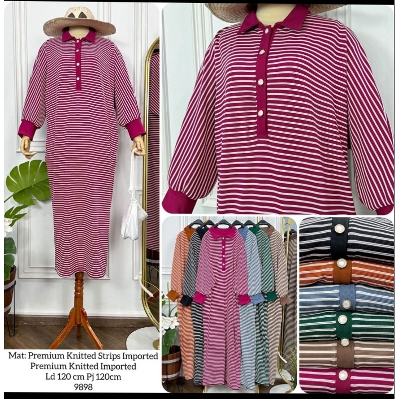 Midi gamis  knit betina midi betina midi salur terbaru