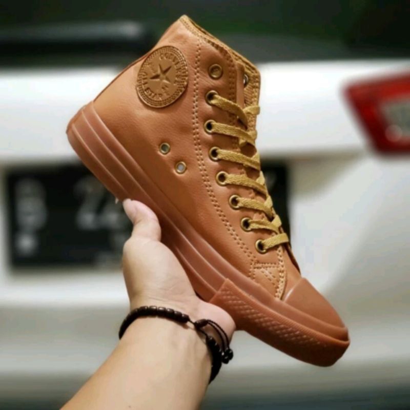 Sepatu Converse All star Kulit Full Coklat High/Boots Terlaris sepatu grade original pria/wanita