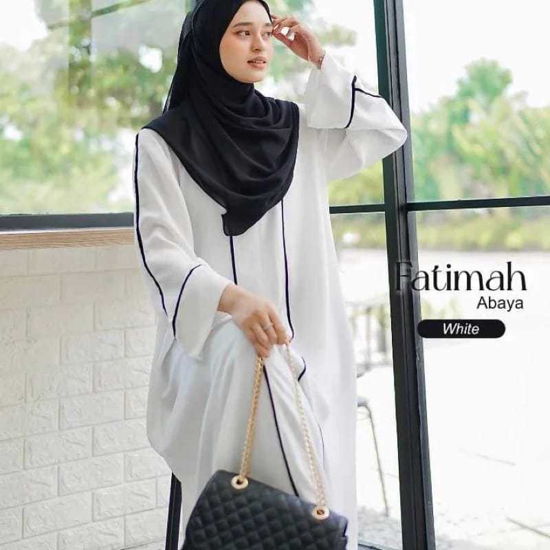Gamis Abaya Hitam FATIMAH ABAYA Dress Arab Pakaian Wanita Umroh Turkey Dubai Abaya Garis Viral Kekin