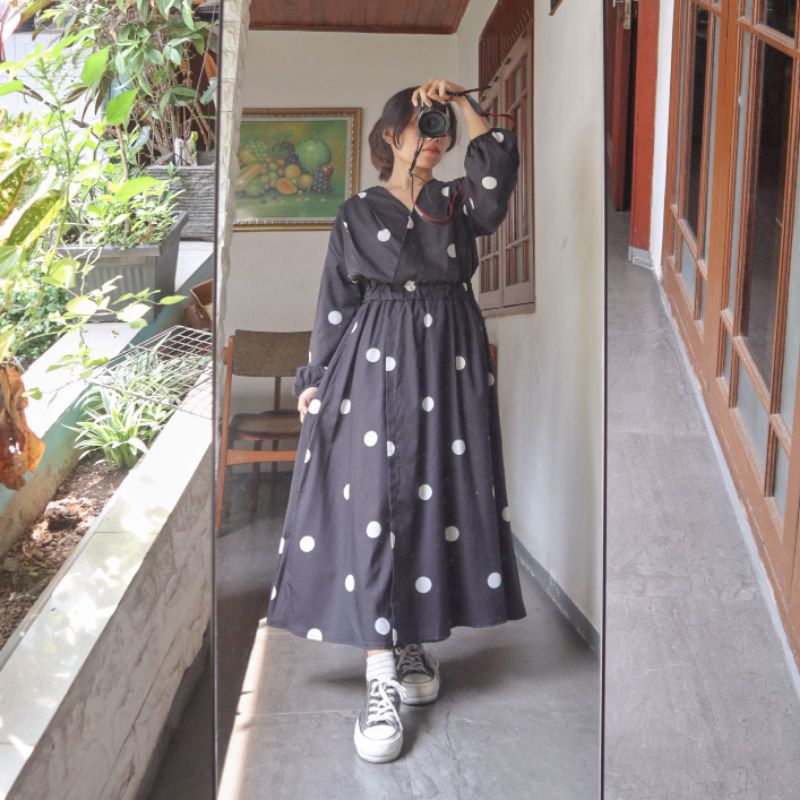polka dress/midi dress