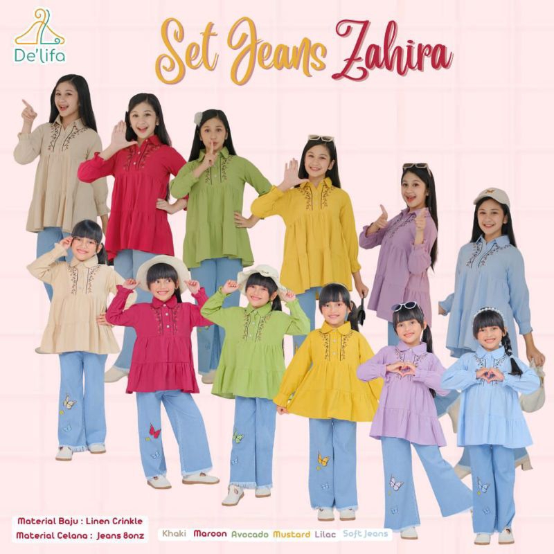 [ ZAHIRA ] By Delifa setelan anak kemeja jeans baju anak remaja tanggung baju set kemeja jeans toko 