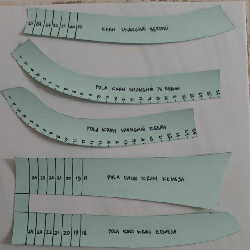PAKET POLA KRAH( KRAH KEMEJA, KRAH SHANGHAI REBAH, KRAH SHANGHAI 1/2 REBAH & KRAH SHANGHAI BERDIRI)(