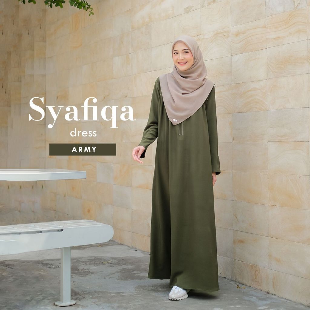 NAISHA OFFICIAL - Syafiqa Dress | Gamis Basic | Dress Daily-Hijau Tua