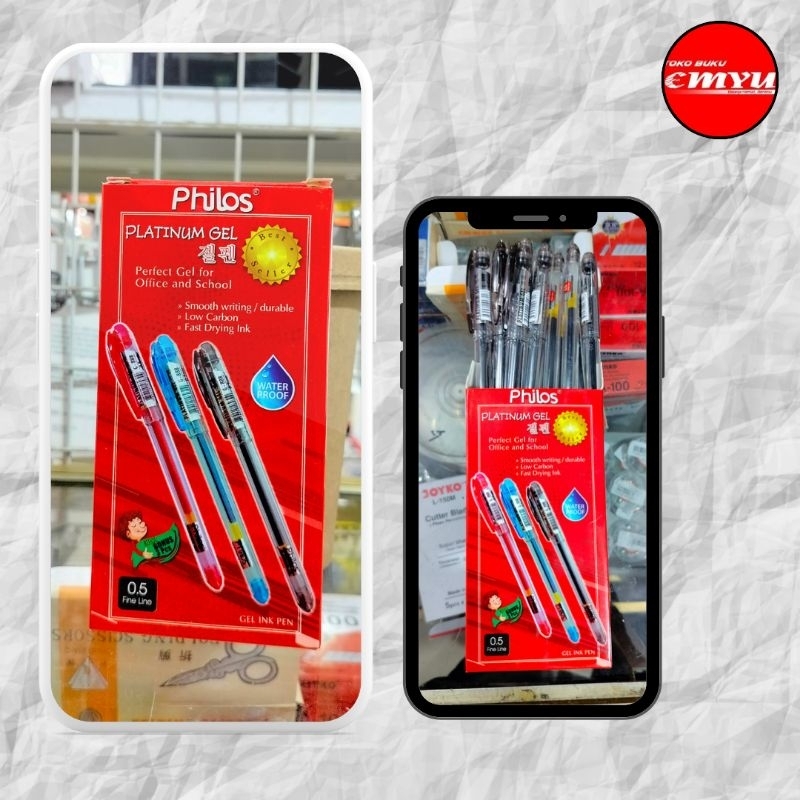 

Philos Platinum Gel 0.5 mm Hitam Isi 12pcs