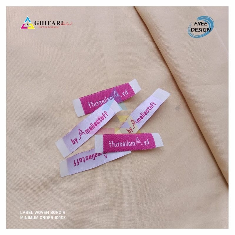 woven bordir 2x2,5cm label pakaian woven damask label distro label premium label hijab label gamis l