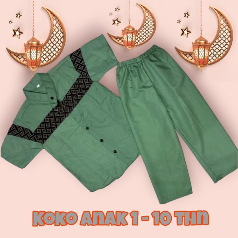 baju muslim anak laki laki/baju Koko anak laki laki 1-10 tahun