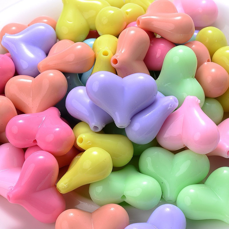 12pcs Manik Love Besar Pastel - Mote Love