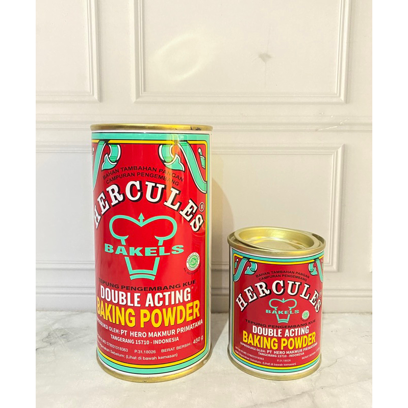 

BAKING POWDER/PENGEMBANG KUE DOUBLE ACTING HERCULES 450gr & 110gr