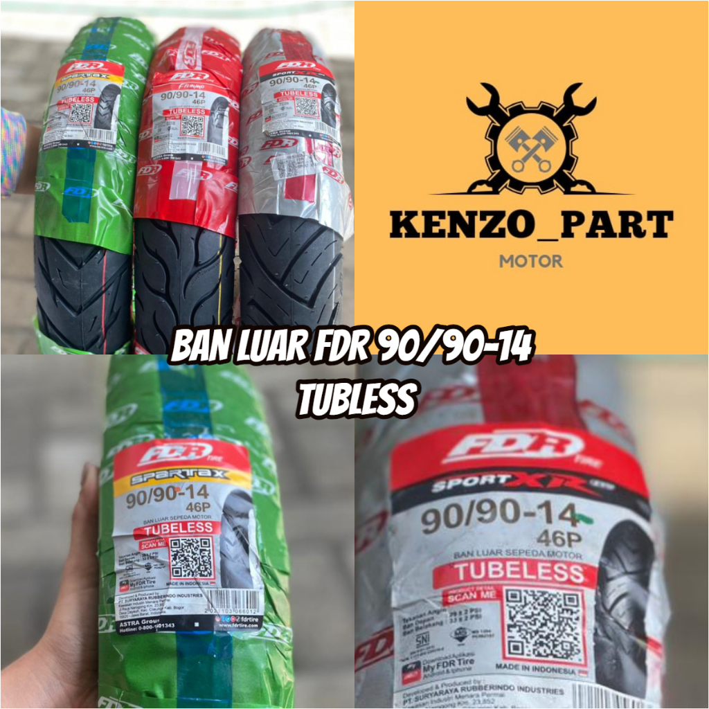 BAN LUAR FDR UKURAN 90/90-14 TUBELESS || BAN LUAR BELAKANG MATIC FDR 90/90-14 TUBLESS