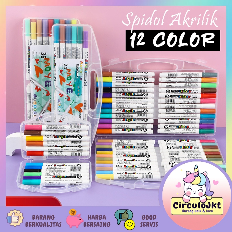 

12PCS Spidol acrylic Marker color/ Spidol Akrilik/ Spidol Sketsa isi12 warna