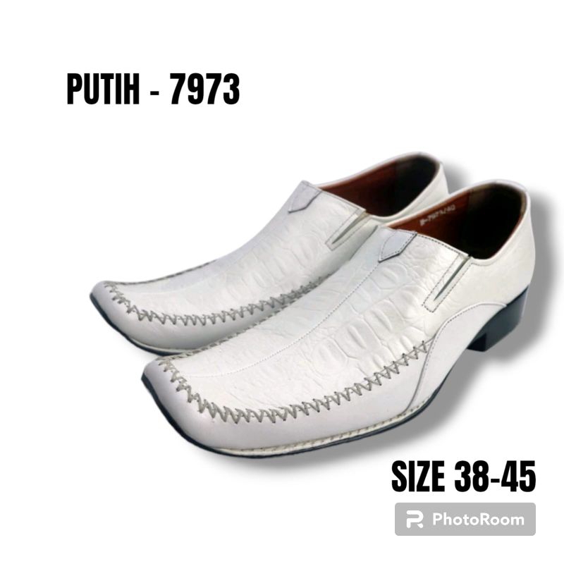 SEPATU PANTOFEL PUTIH PRIA KULIT SAPI ASLI