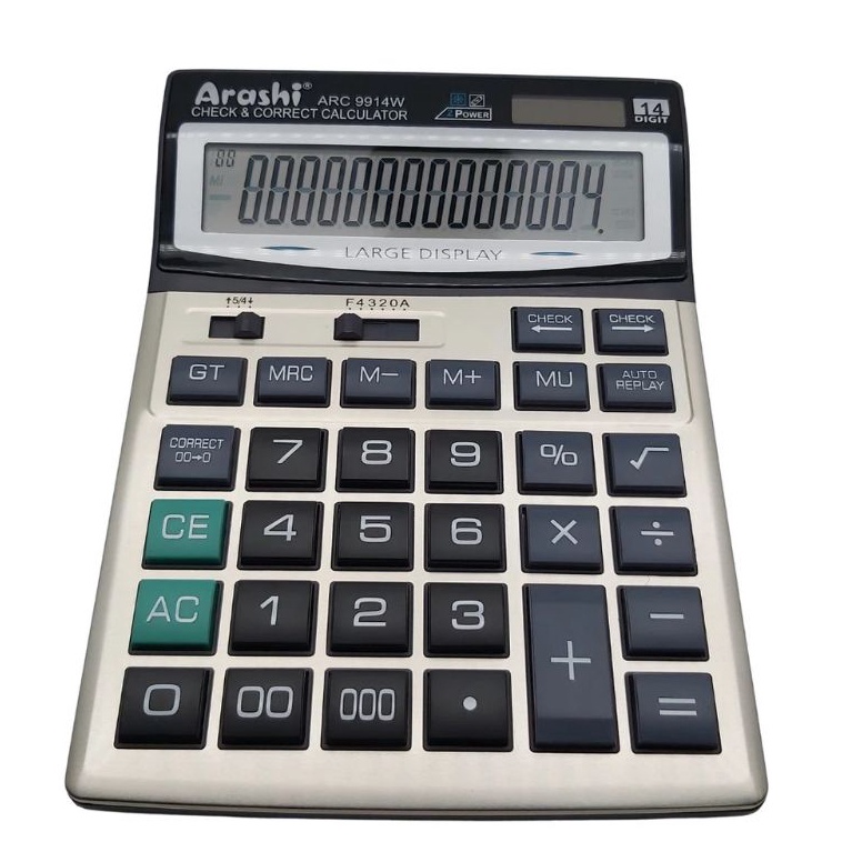 

ART S34X Arashi Kalkulator arc 9914W Calculator Dagang 14 Digit Check Correct Layar Besar Kalkulator Dagang