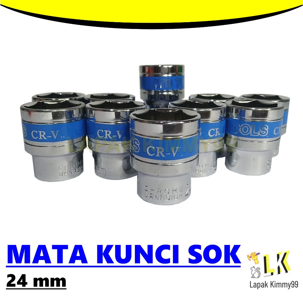 MATA SOK 24 MM KEPALA KUNCI SOCK CHROME VANADIUM CRV SOCKET WRENCH