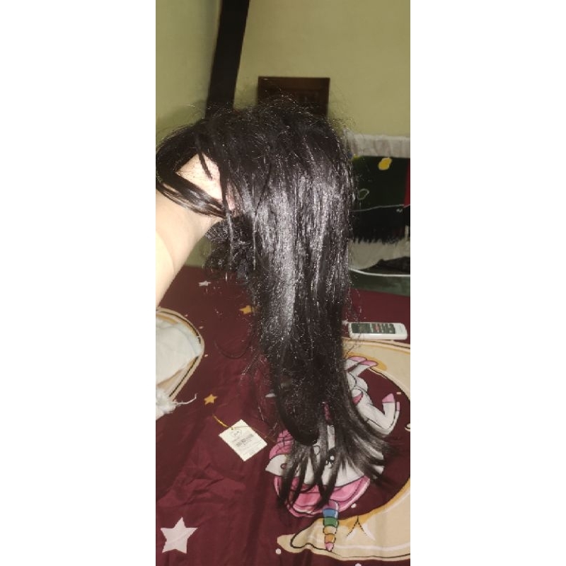 Wig hitam panjang (second) ada poni