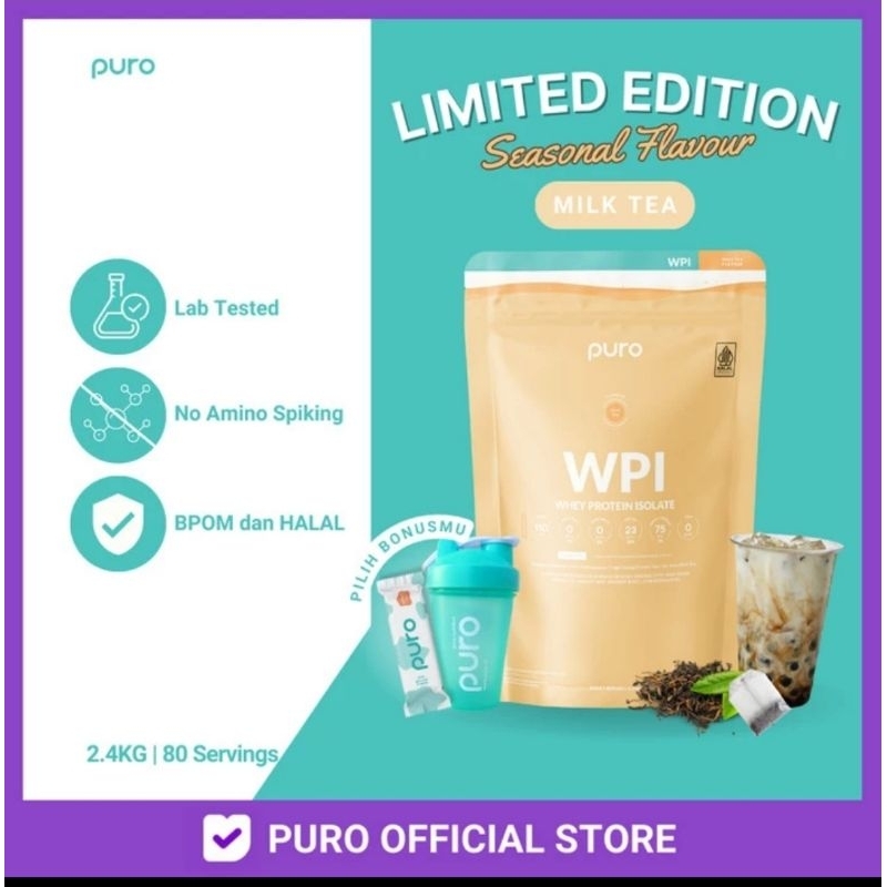PURO WPI 1200 GR WHEY PROTEIN ISOLATE 1.2 KG MILK TEA CUTTING LEAN MUSCLE