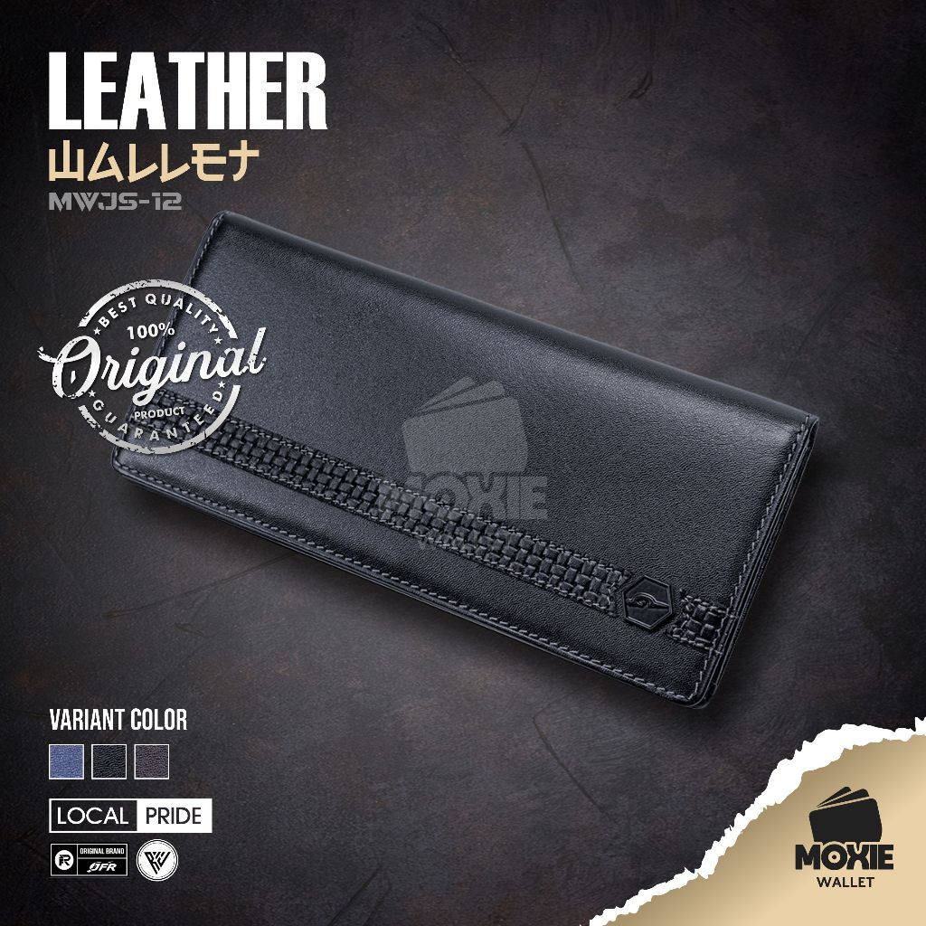 Dompet Panjang  Kulit Asli Distro Branded Premium Leather Wallet Motif Polos Banyak Slot Hitam Black