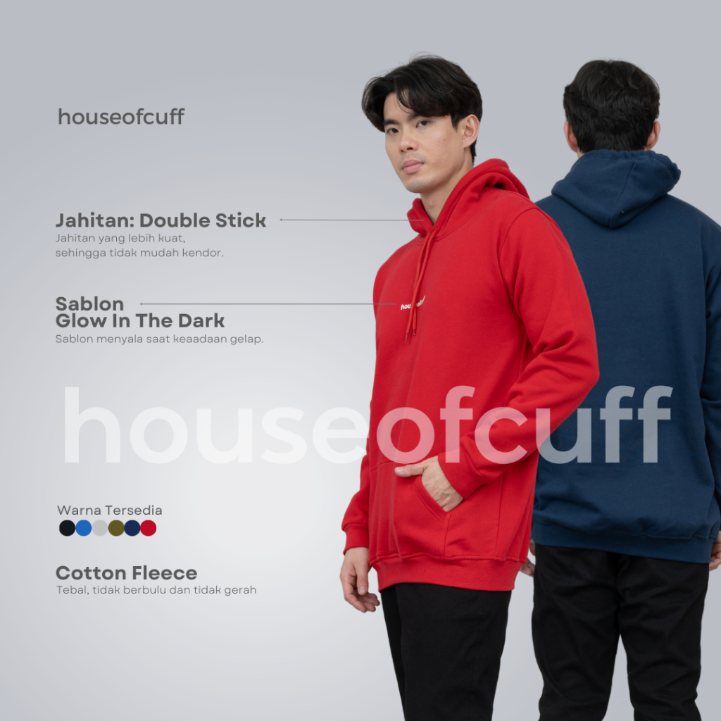 Houseofcuff Jaket Jumper Hoodie Tebal Premium Glow In The Dark Abu Muda