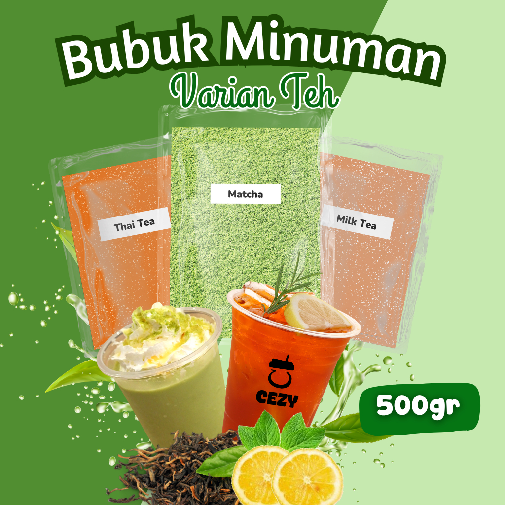 Bubuk Minuman Rasa Teh 500gr Serbuk Minuman Aneka Rasa Bubuk Minuman Instan Kekinian Boba Powder