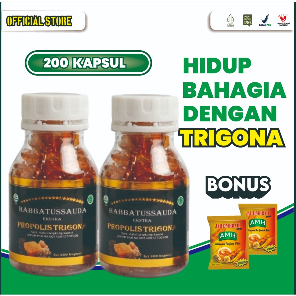 HABBATUSSAUDA EXTRA PROPOLIS TRIGONA 200 KAPSUL ORIGINAL . TRIGONA GOLD