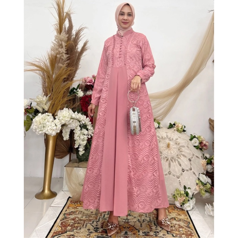 Jemia Gamis Brokat Zahra Dress Kondangan Wanita Simple Mewah Premium Kekinian