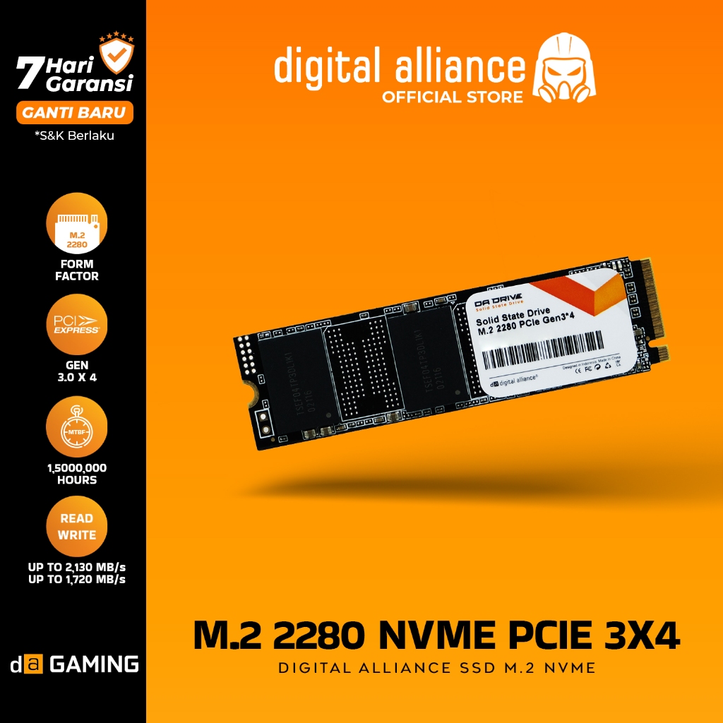 SSD DA DRIVE GEN 3 x4 128GB / 256GB / 512GB / 1TB NVME PCIE M.2 2280 INTERNAL