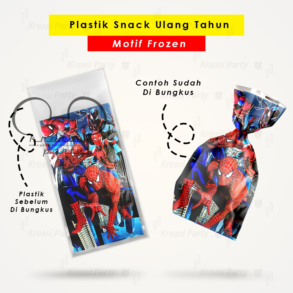 

Plastik Bingkisan Spiderman / Plastik Souvenir Ultah Spiderman / Plastik Snack / Plastik souvenir