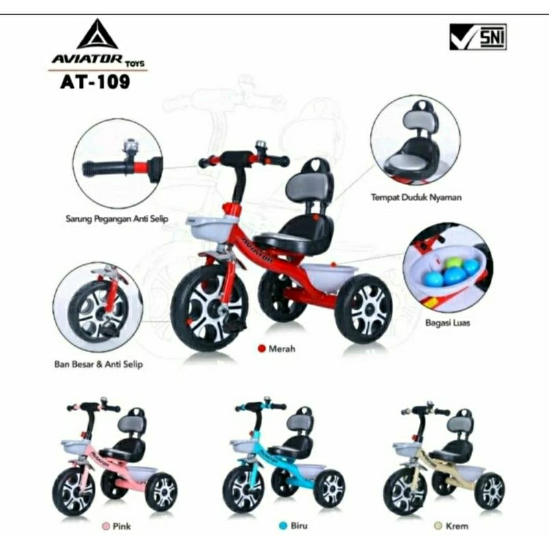 Sepeda Anak Roda Tiga Aviator AT 109 Tricycle AT109 AT-109