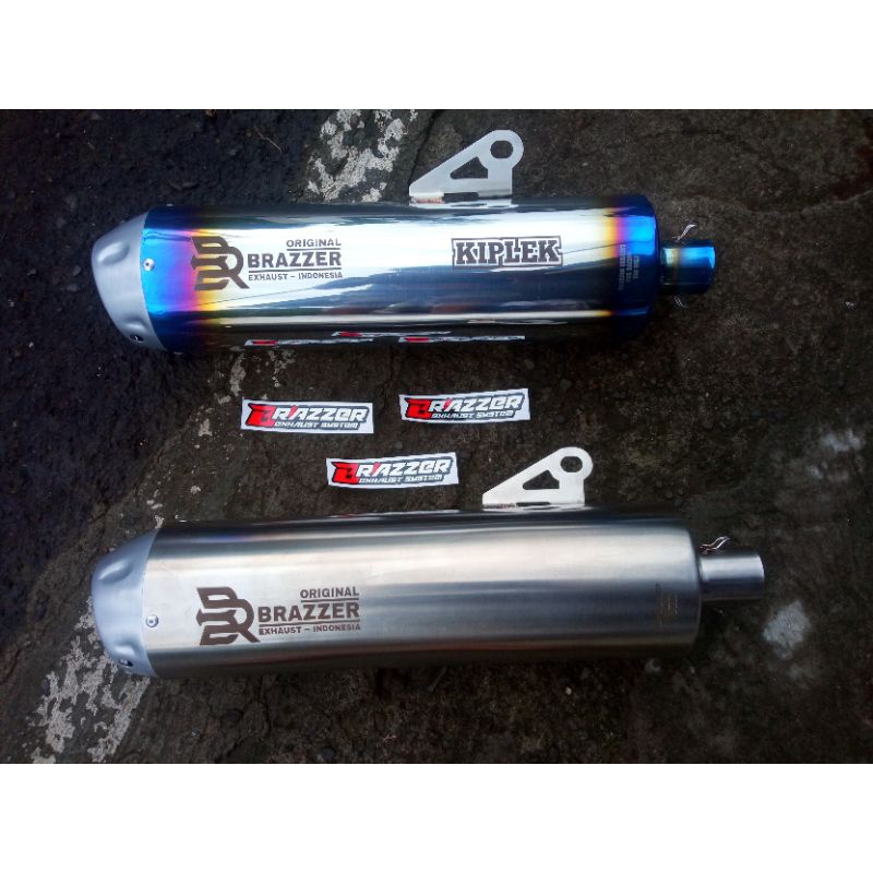 knalpot standar racing silencer only inlet 38/50mm full stainless steel all Matic suara bass adem ge