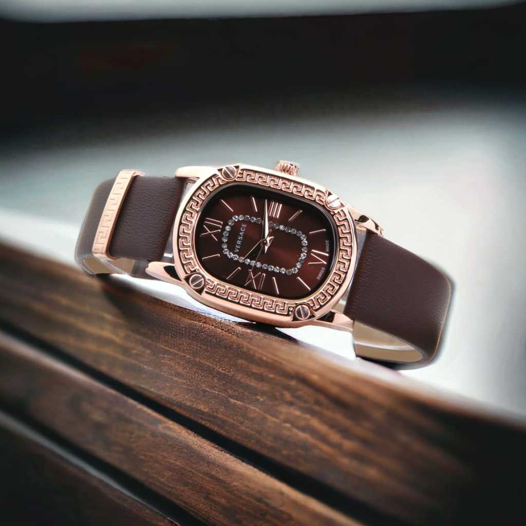 [ BISA COD ] JAM TANGAN WANITA VERSACE OVAL ANALOG TALI KULIT DIAMETER 2.8 CM | JAM TANGAN FASHION W