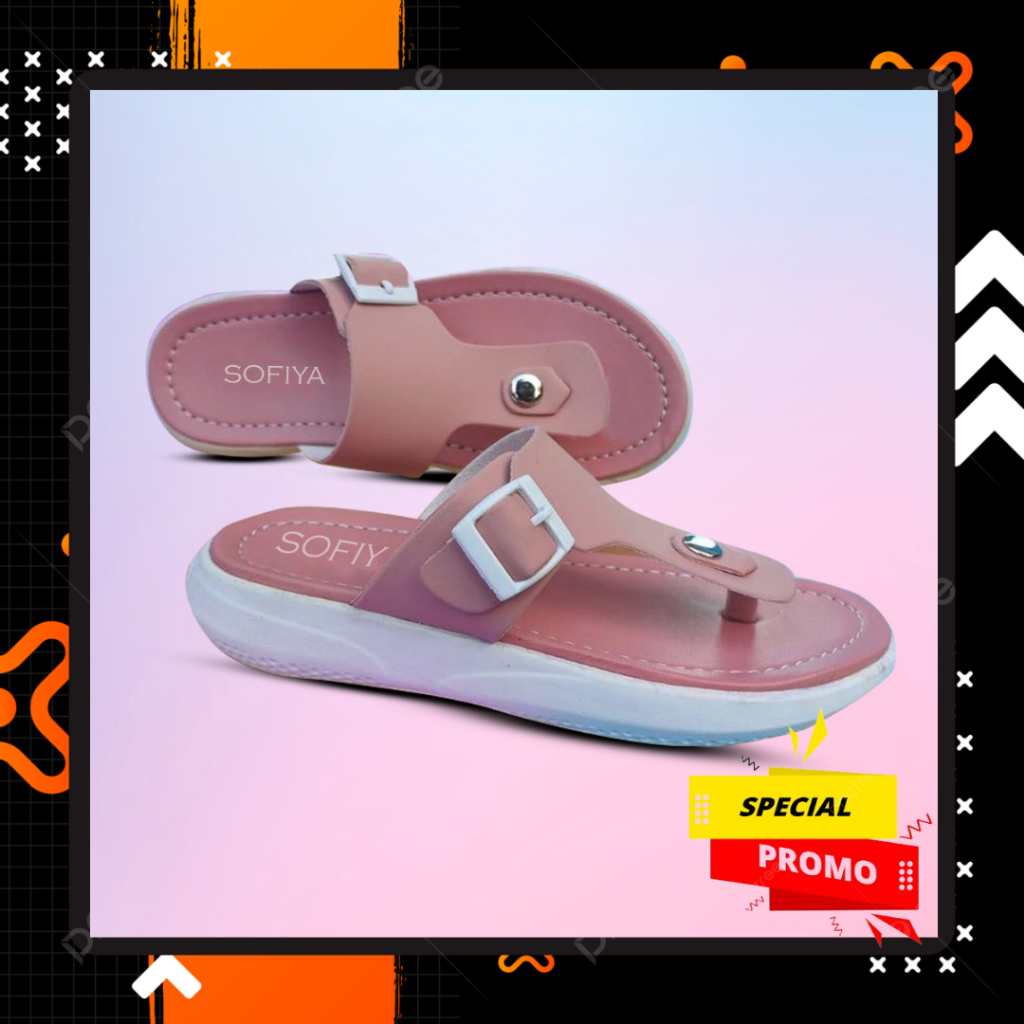 Sandal Casual Wanita Kekinian Sandal Slop Wanita Sandal Wanita Wedges  Sandal Selop Hak  Sendal Selo