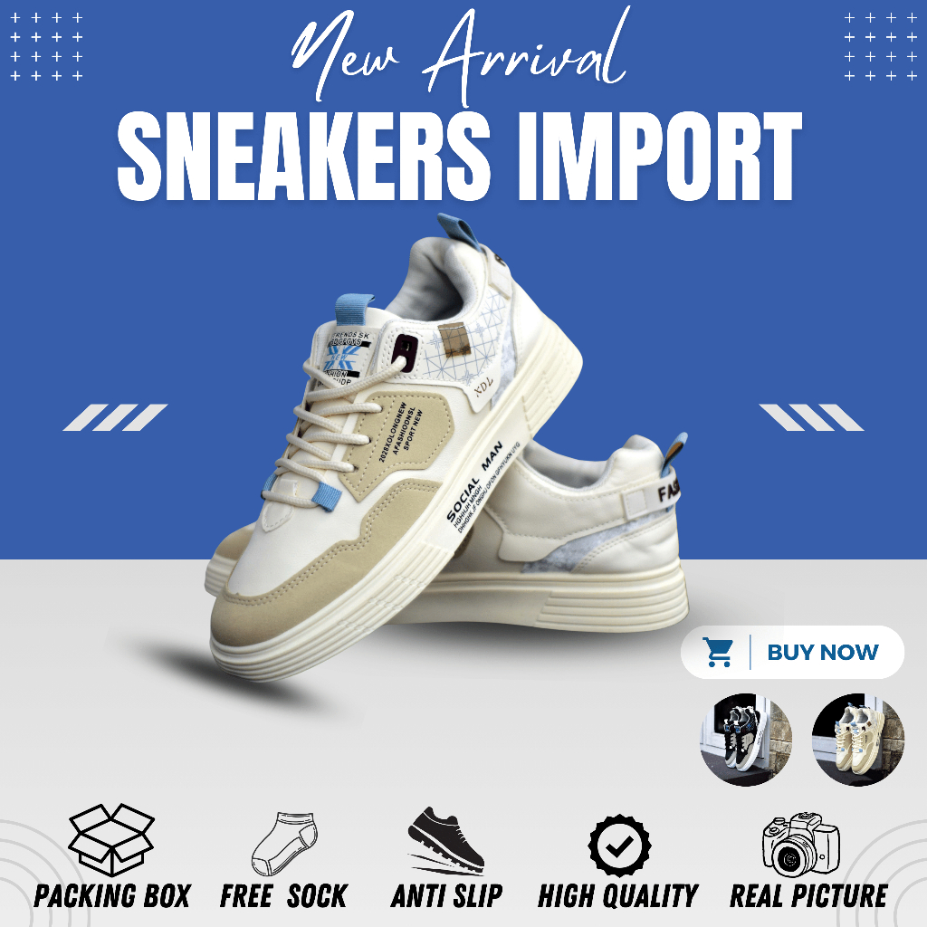 Sepatu Sneakers Casual Pria Wanita snekers Keren Warna Hitam Putih Cowok Cewek Import Ori CS-029